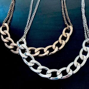 NWT 2 Chain Link Gold & Silver Accent Necklaces